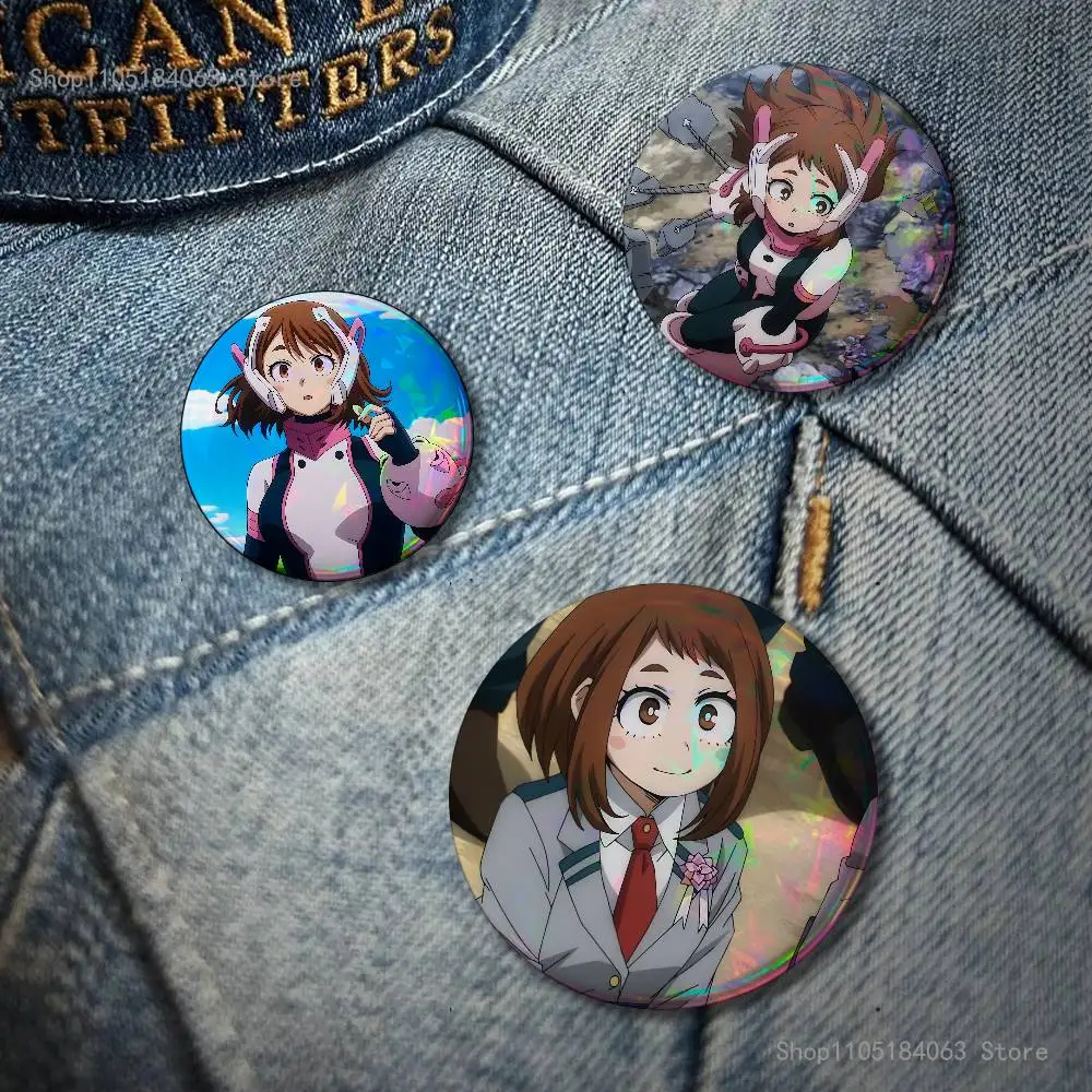 My Hero O-Ochako Uraraka Badges Button Round Creative Pin Brooch Badge Bag Decor Fans Collect Friends Gifts