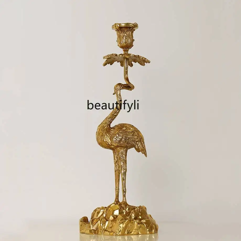 French retro luxury decorative candlestick European light luxury villa living room craft crane ornament