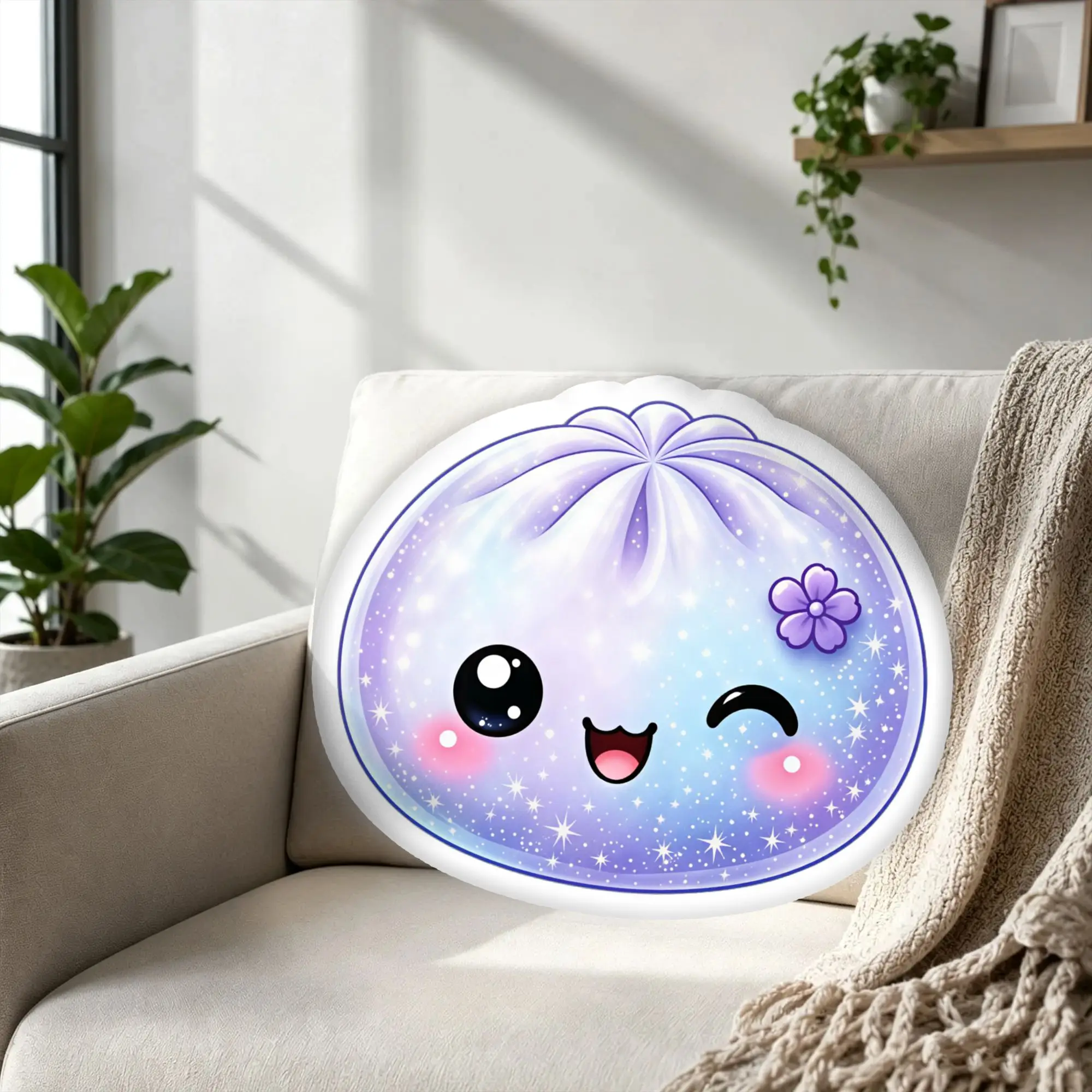 Customized Modern Cute Kawaii Baozi Cushion Velvet Colorful Galaxy Pillow for Christmas