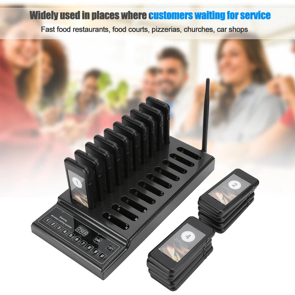 Wireless Restaurant Pager System SU-68Z 999-Channel Chargeable Queuing Guest Paging Hotel Cafe Calling Device