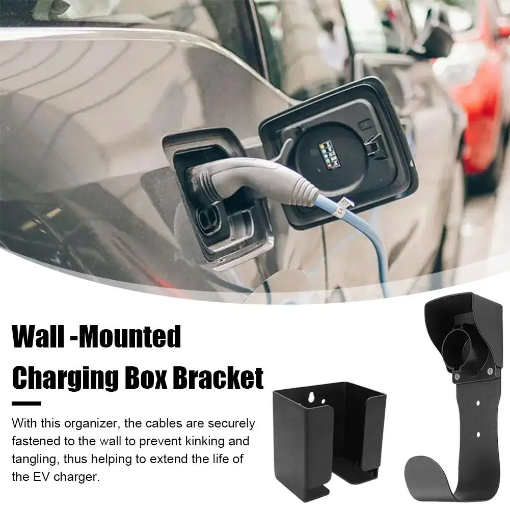 Electric Car Wall EV Charger Holder J Hook Dock Mounting Waterproof Nozzle Protection For US Socket J1772 Plug Organizer M0Q3