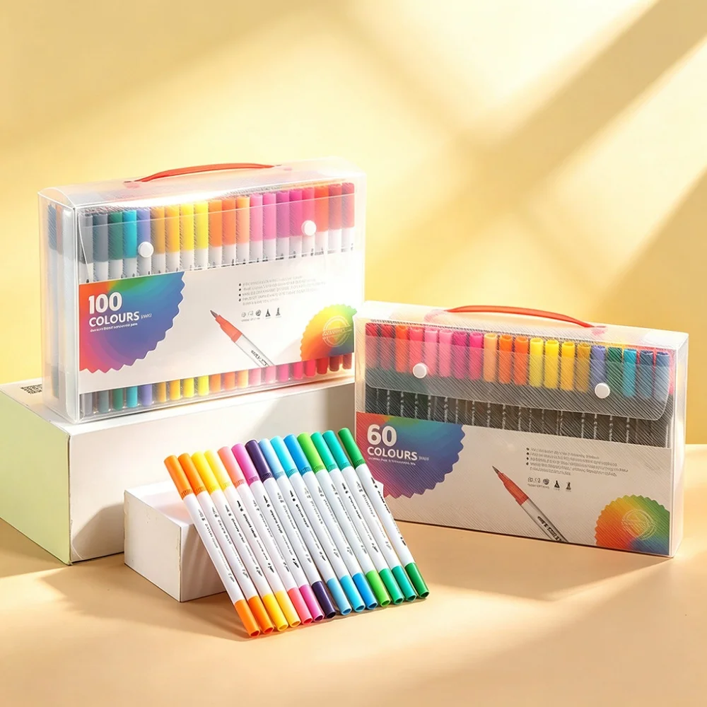Juego de Marcadores de Doble Punta de 12-120 Colores, Rotuladores Profesionales para Dibujar, Colorear y Lettering, Materiales de Arte para Artistas