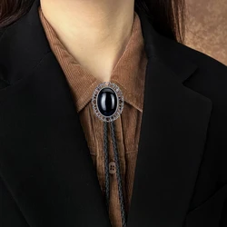 Western Cowboy Leather Rope Bolo Tie Necklace Jewelry Fashion Mens Woman Gifts Necktie Unisex Retro Accessories