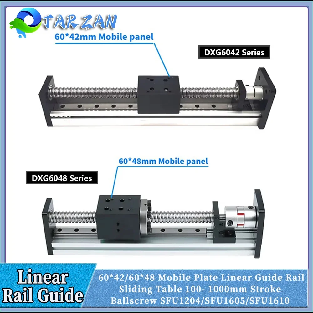 

Linear Guide Rail Single Rail Sliding Table 100-1000mm Stroke Ballscrew SFU1204/1605/1610 60*42/60*48 Mobile Panle CNC XYZ Axis