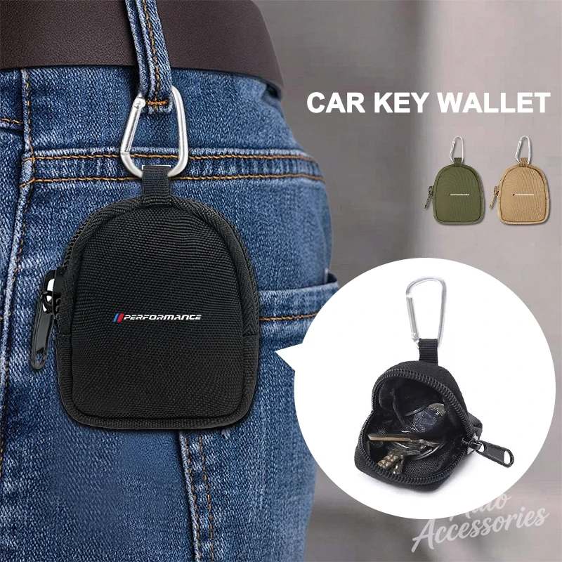 Car Key Wallet Portable Storage Bag Zipper Clutch Storage Accessory For BMW Performance E46 E90 E60 F10 F30 E39 E36 F20 sticker