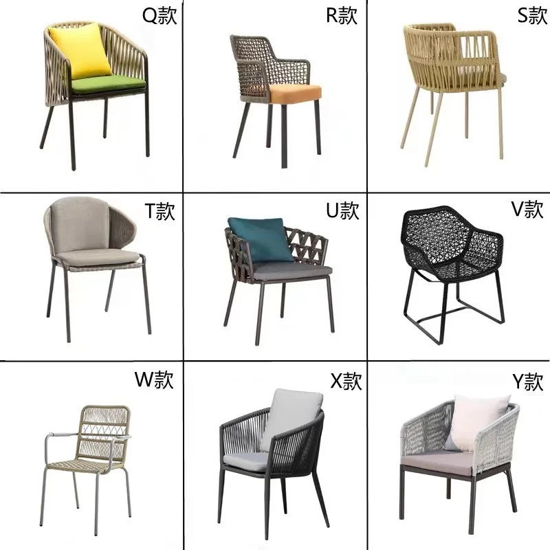 Weatherproof PE Rattan Outdoor Single Dining Chair Aluminum Frame Patio Furniture With Removable Cushion For Garden Balcony Cafe
