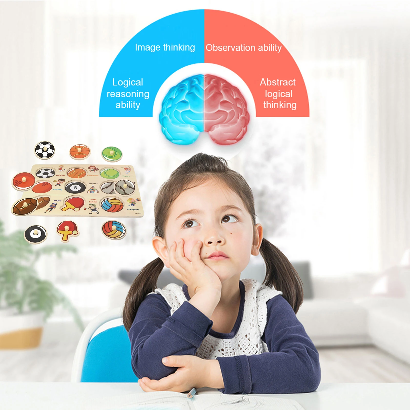 1 Set Holzpuzzle-Brett, Cartoon-Puzzle, pädagogisch für Kinder, Form, Farbe, Lernen, Training, hochwertiges tragbares Geschenkspiel