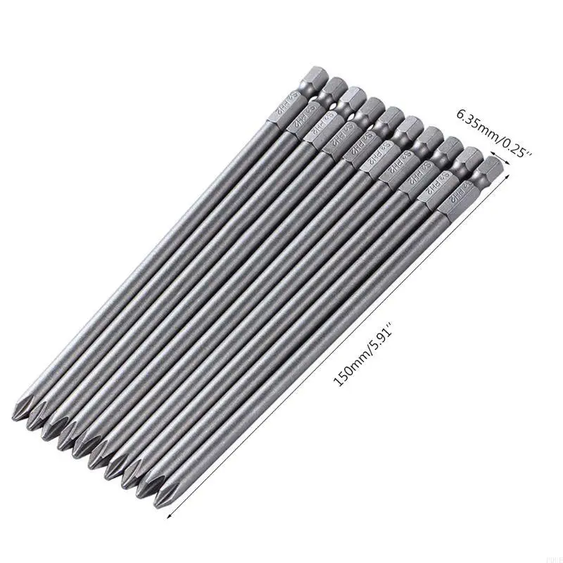 

P0UE 10PCS 1/4'' 150MM Length Steel Screwdriver Bits for Cross for Head P