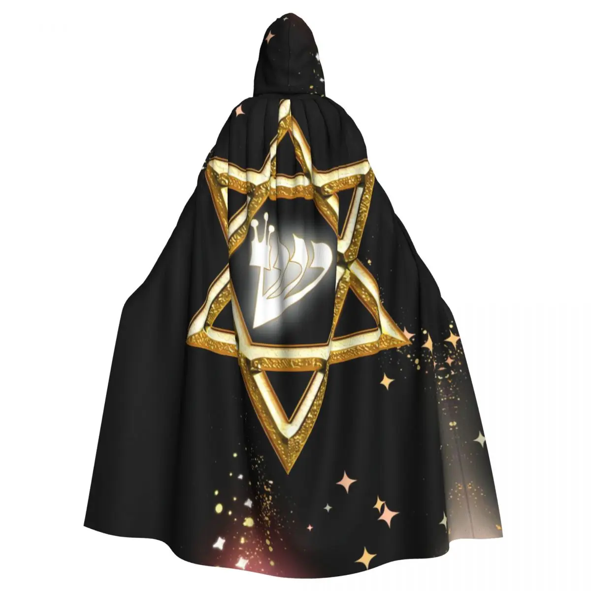 Capa de vampiro para adultos con capucha, estrella de David en hebreo, capa de Halloween, disfraz de cosplay de longitud completa