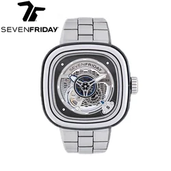 SEVENFRIDAY PS series fully automatic hollow mechanical watch square mechanical watch PS1/01M steel belt luxury sevenfriday