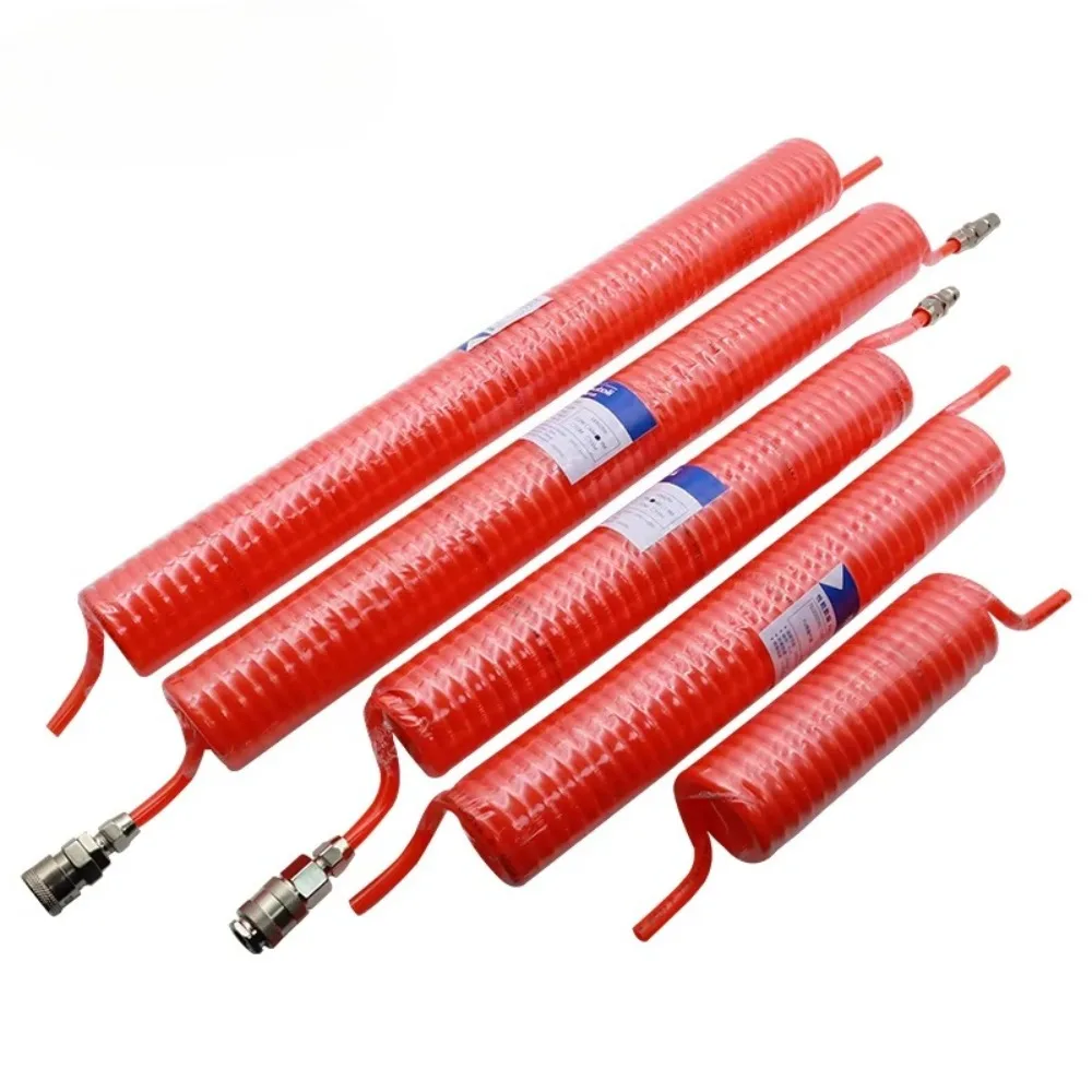 PU Pipe 8mm X 5mm Polyurethane Air Compressor Hose Tube With EU/C Type Fitting Flexible Tool Connector Spring Spiral Pipe 8*5