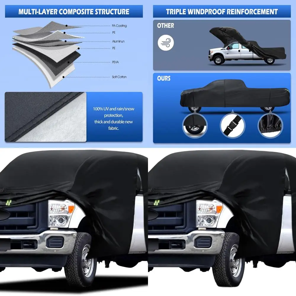 

All-Weather 6-Layer Waterproof Truck Cover for Ford F250/F350, Chevy Silverado, Ram 2500, GMC Sierra, Up to 266 Length