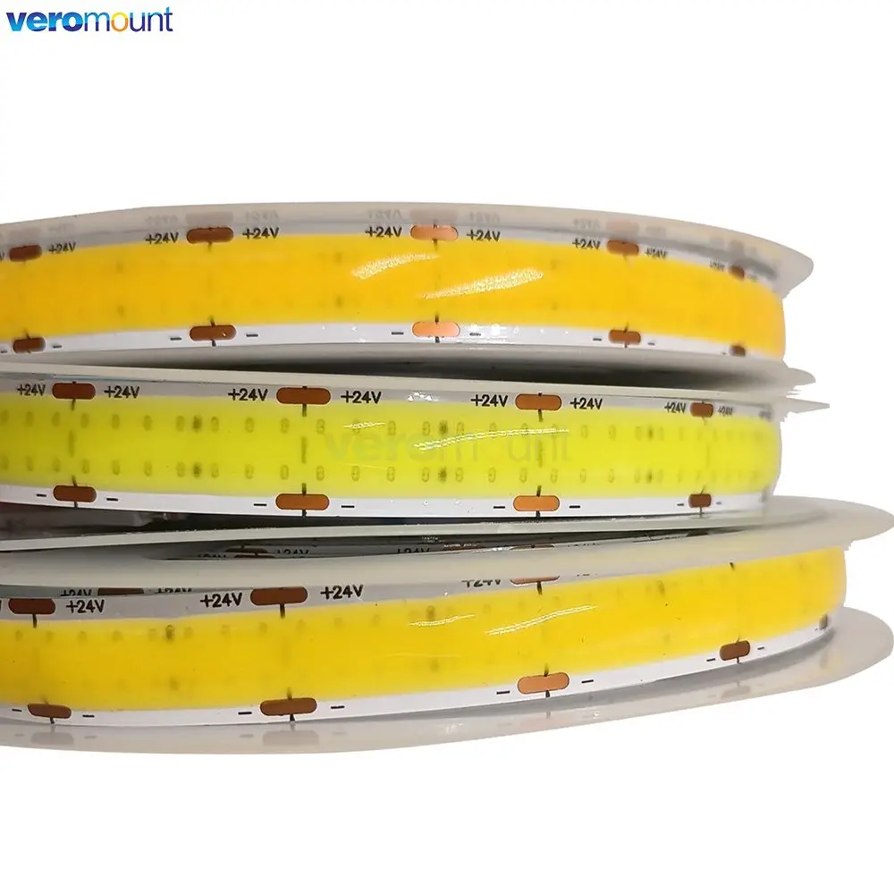 5m Double Row Flexible COB LED Strip DC 12V 24V 624LEDs/m 616LEDs/m LED Tape Light High Brightness 3000K 4000K 6000K 12mm PCB