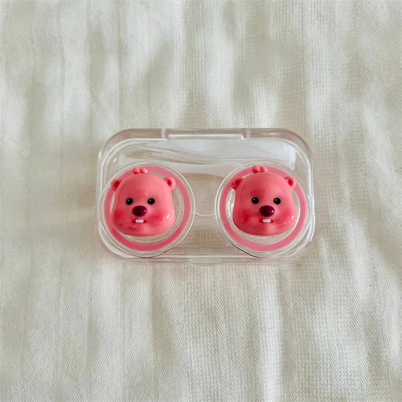 New Kawaii Loopy Contact Lens Case Transparent Cartoon Cute Portable Contact Lens Box Girls Travel Gifts