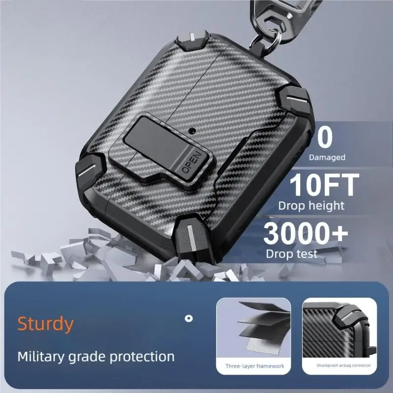 D5BB ฝาครอบป้องกันล็อคอัตโนมัติสำหรับหูฟัง Pods รุ่นที่ 3 ขาตั้งโทรศัพท์กันกระแทก