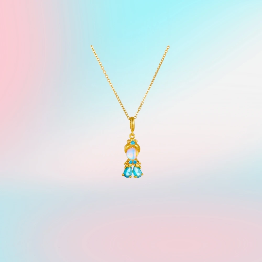 Modische bunte Zirkon-Märchen-Kleine Prinzessin-Halskette, vergoldete Universal-Kette, Schlüsselbeinkette, süßes Temperament – Detail 4