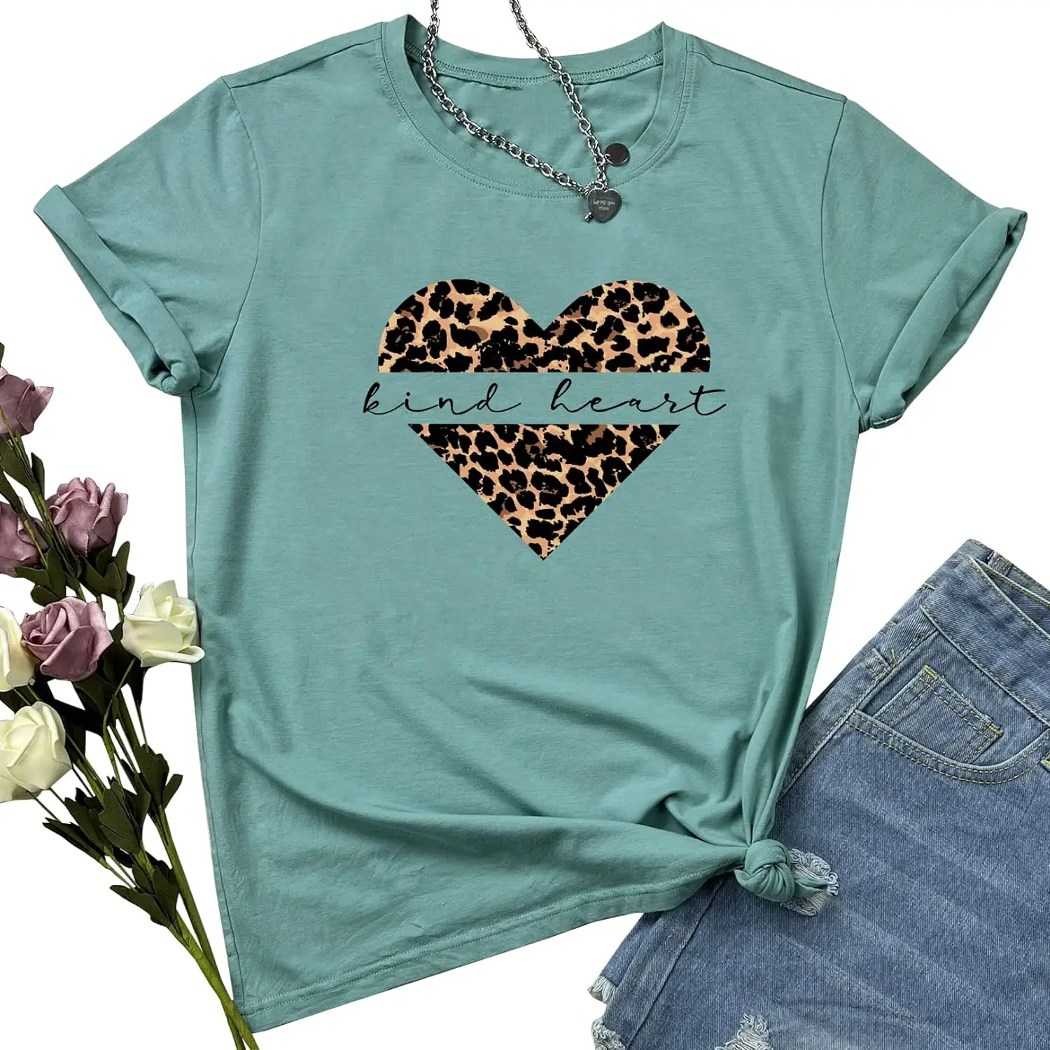 LOOKFACE Women Leopard Graphic Tees Cute Soft Cotton Tops Men Women Clothes Oversized Cotton Tees