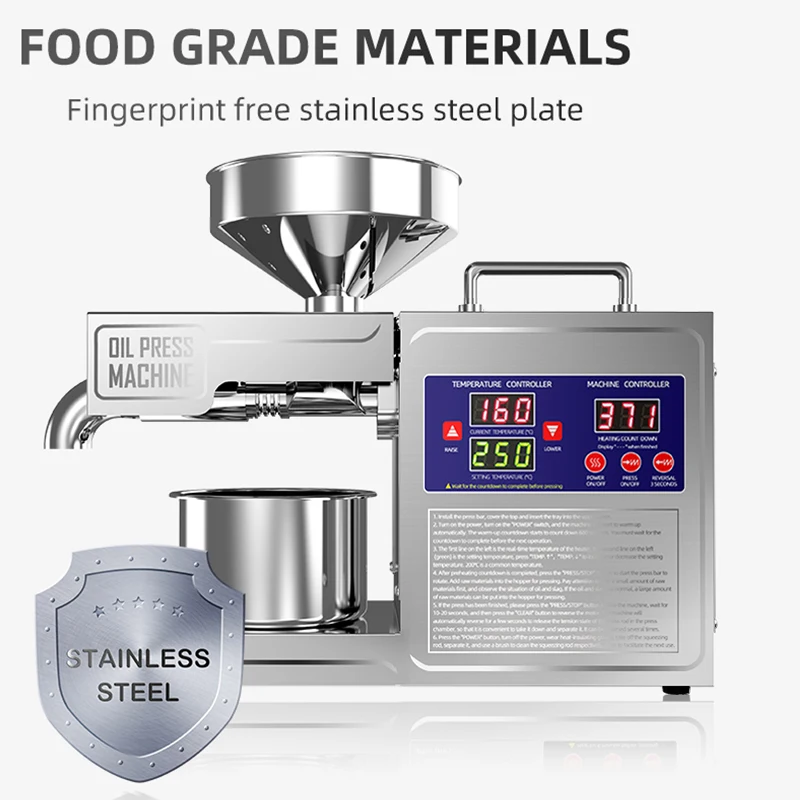 Mesin Press Minyak Model 2025 BARU dari Baja Tahan Karat 304 Kapasitas Besar untuk Kacang Tanah, Biji Bunga Matahari, Biji Wijen Mudah Dibersihkan, Rendah Kebisingan