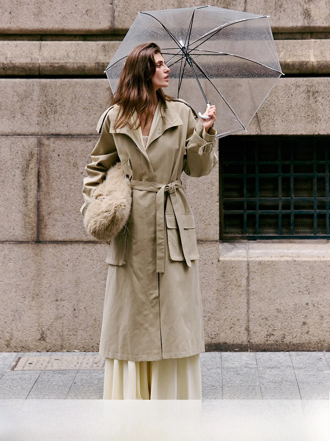 

Luna7xi Korean Style Long Coat Loose Personality Windbreaker Women's Stand Collar Large Pocket Elegant Outerwear