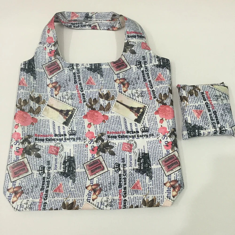 Wholesale High Quality Foldable Square Bag with Custom Print Sustainable Large Capacity Polyester Grocery Bag Recycled Tote Bag