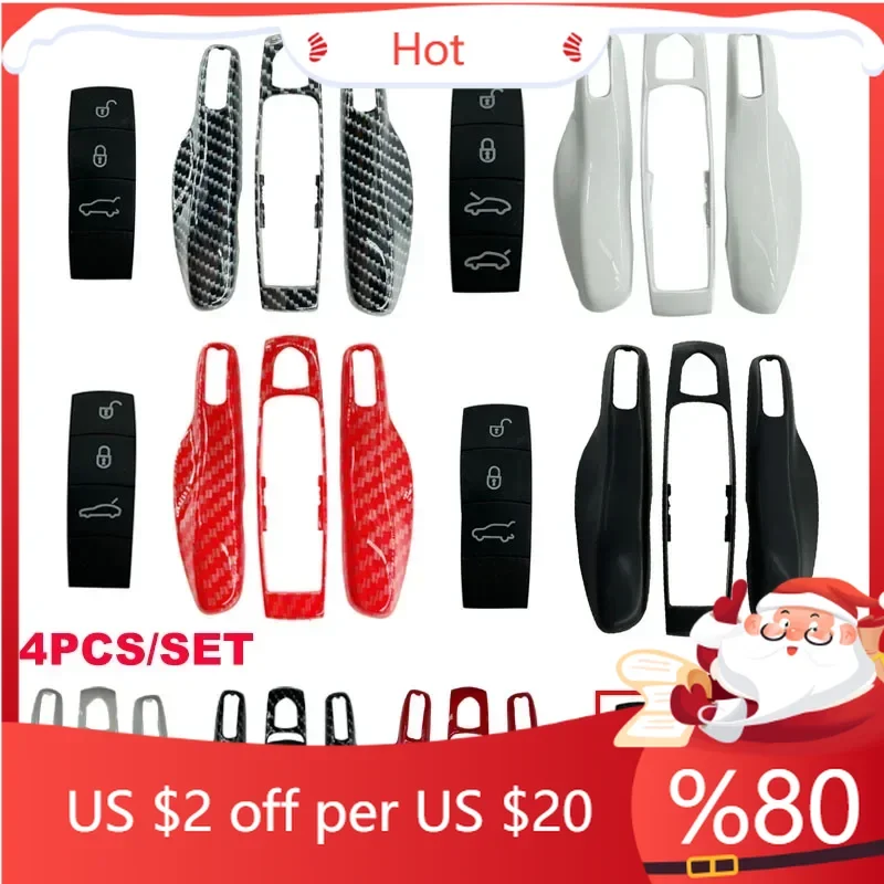 

Hot 4PCS Car Smart Remote Key Case Cover + Button Pad For Porsche Panamera Spyder Carrera Macan Boxster Cayman Interior Stickers