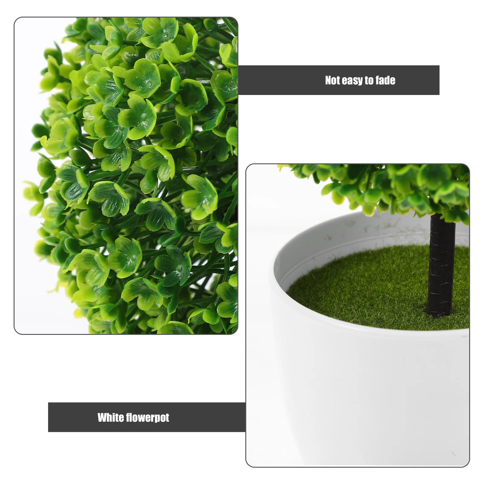 

2Pcs Artificial Plants Ball Simulated Green Plastic Flower Decorative Bonsai for Home Office Table Decor Miniature Potted Plant