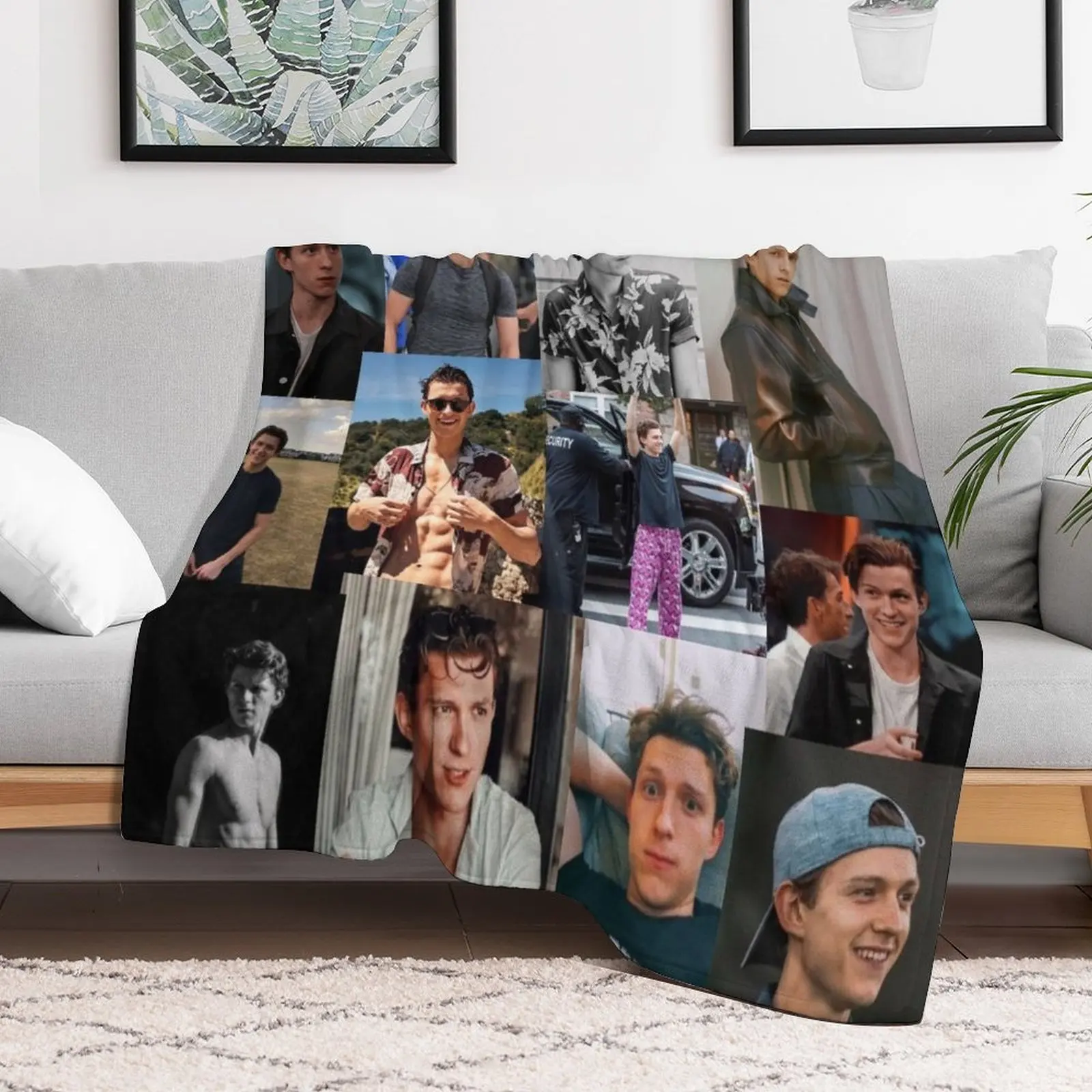 

Tom Holland collage Throw Blanket Thin Furry Large valentine gift ideas Blankets