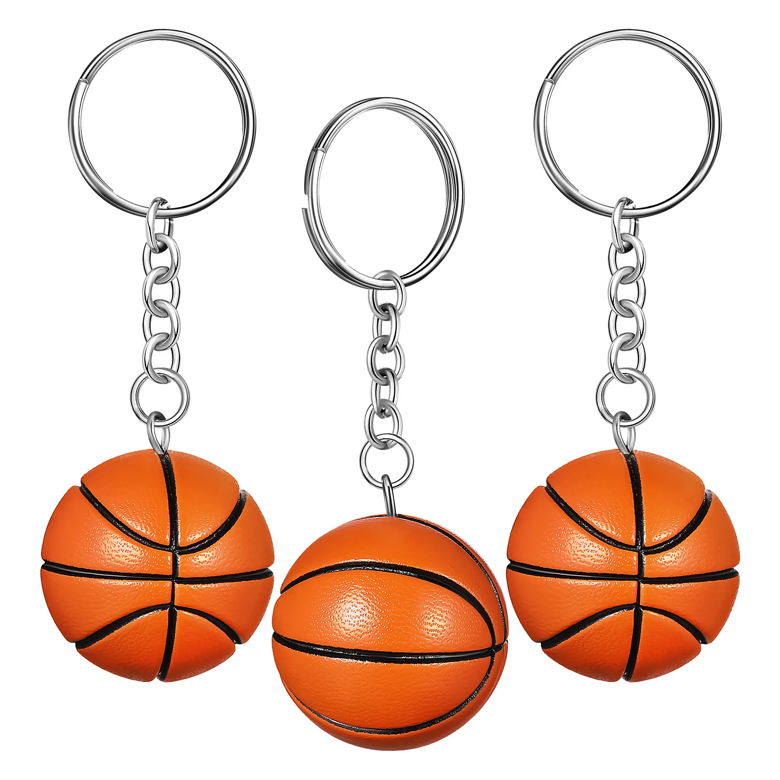 

3 Pcs Small Basketball Keychain Baseball Chains Bulk Ring External Paste Pu For Girls