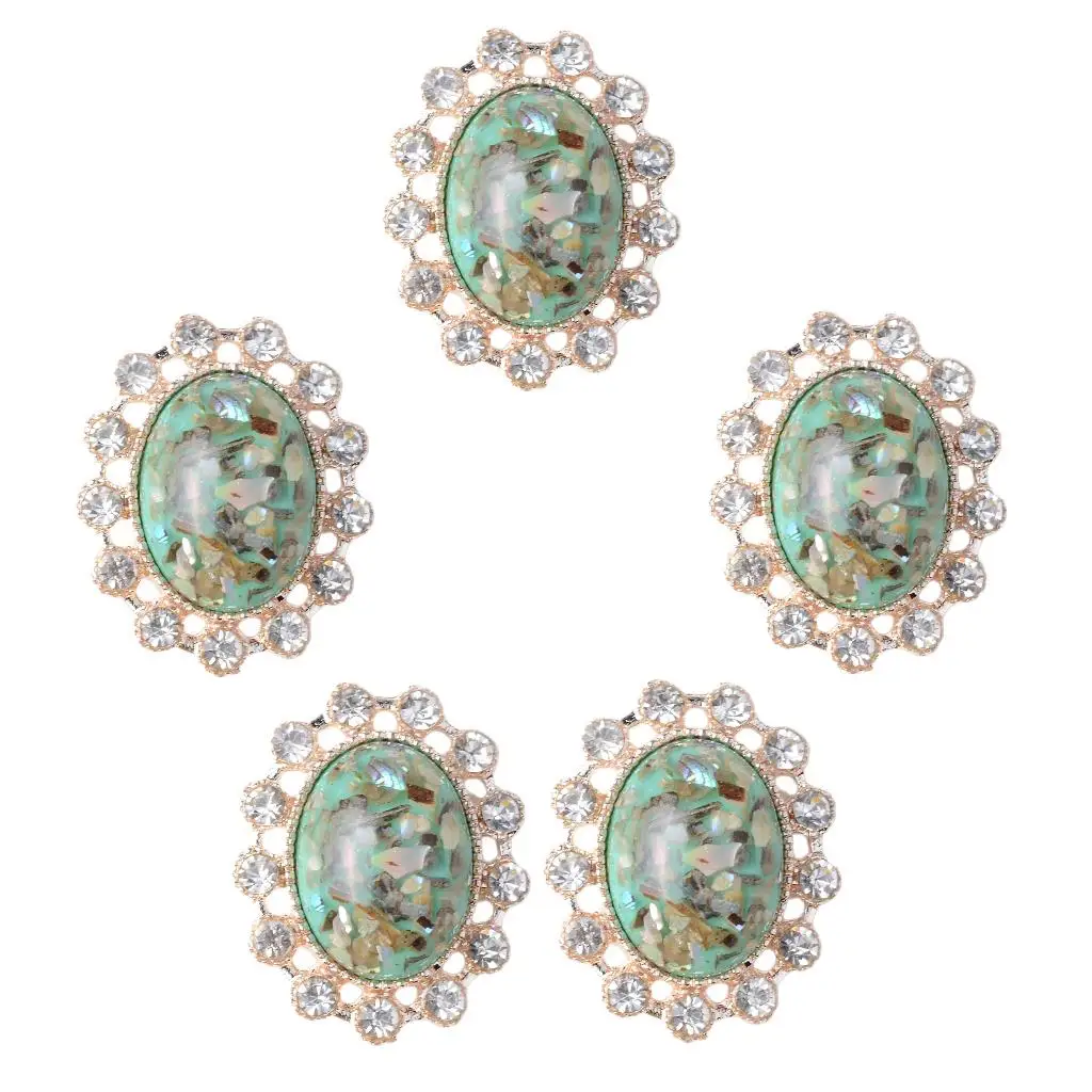 5 Acrylic Crystal Flatback Buttons DIY Jewelry Making Findings Green