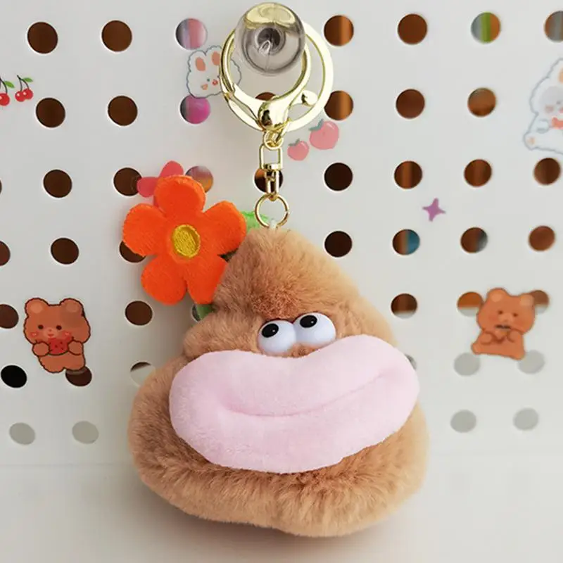 Plush Keyrings Plush Cuddly Doll Keychain Bag Pendant Droppings Shape Design Adorable Key Chain Pendant For Boys Girls Adults