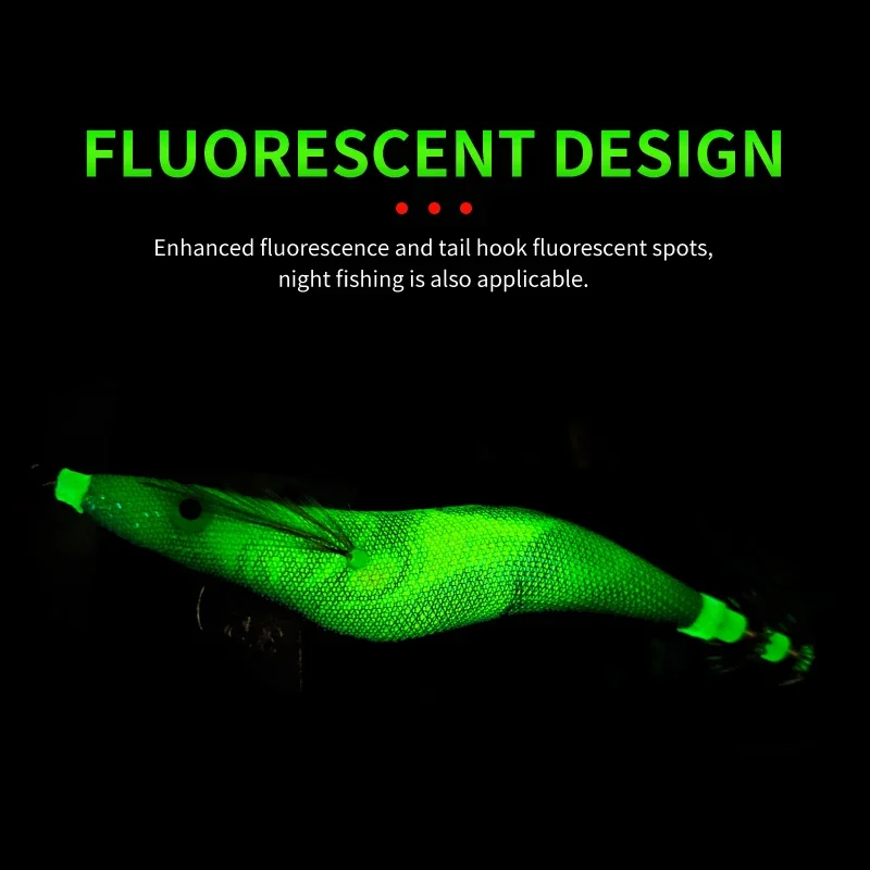 طعوم صيد جمبري من خشب التوبلين ، رقصة حبار مضيئة بخطاف ، ثقالة رصاص ، عيون ثلاثية الأبعاد ، أخطبوط ، طعوم حبار ، مسار ، * g