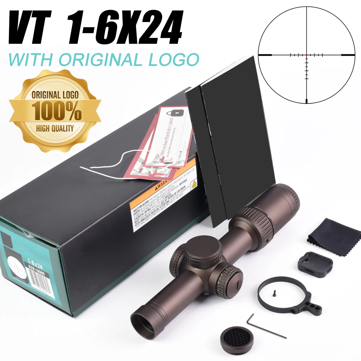 

VT Gen2 1-6x24 LPVO Tactical Optic Sight with Red Light Adjustable Brightness Reflex Rifle Scope for Long Range Shooting Hunting