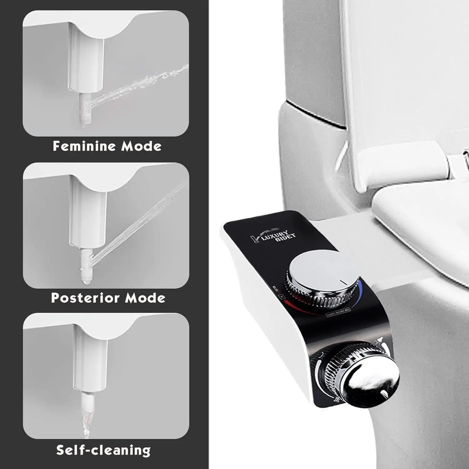 مرفق CloudUda Bidet لمقعد المرحاض الساخن والبارد مع فوهات مزدوجة للتنظيف الذاتي والتحكم في الضغط القابل للتعديل #5