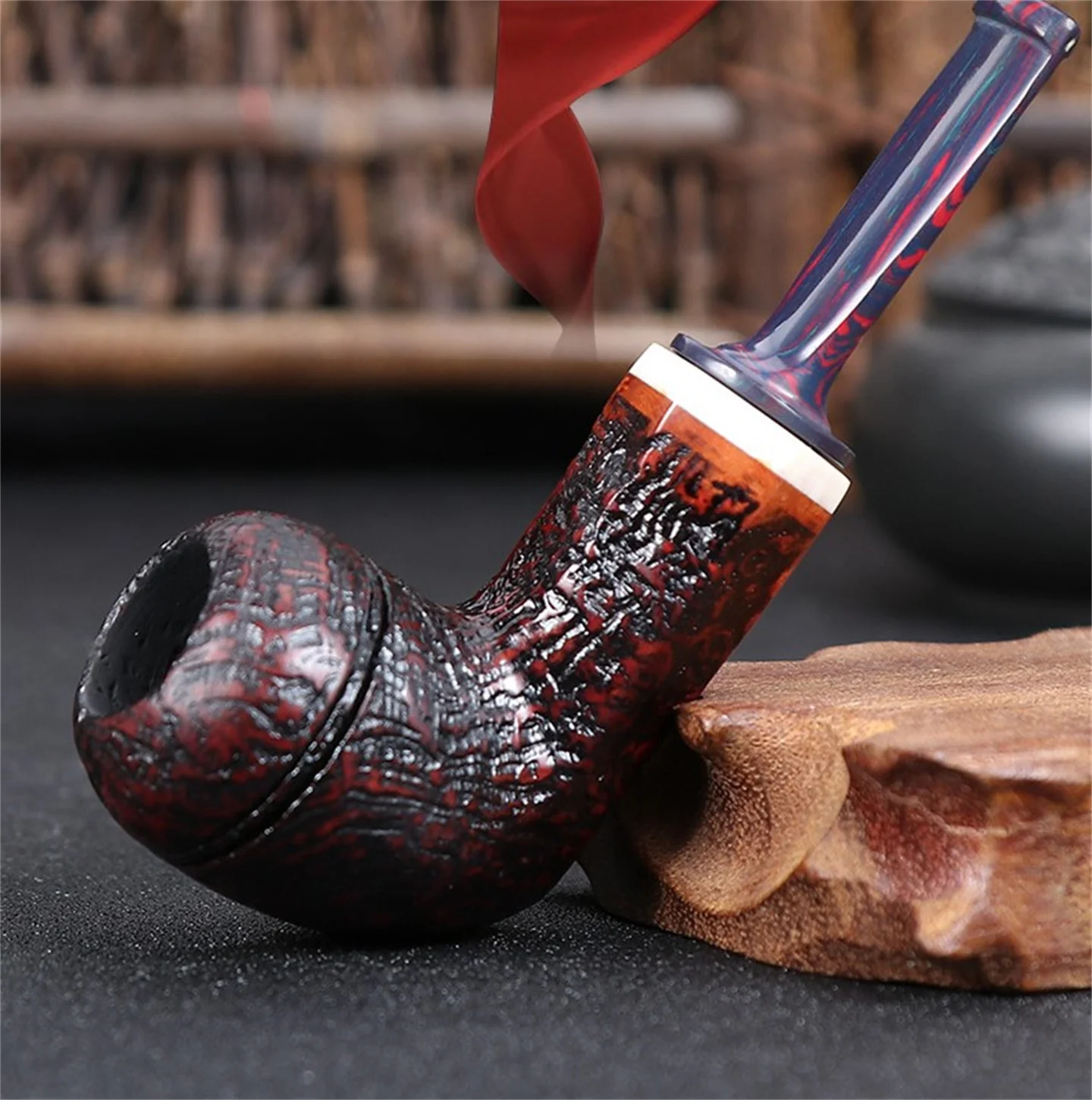 New Shinanmu Handmade Polished Large Hollow Pipe Traditional Old style Solid Wood Handmade Shinanmu Pipe