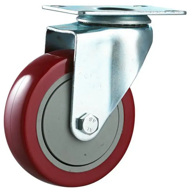 

2PCS 4 inch TPR Wear-resistant Practical Caster Silent Industrial Use Brake System Wheel (Red)