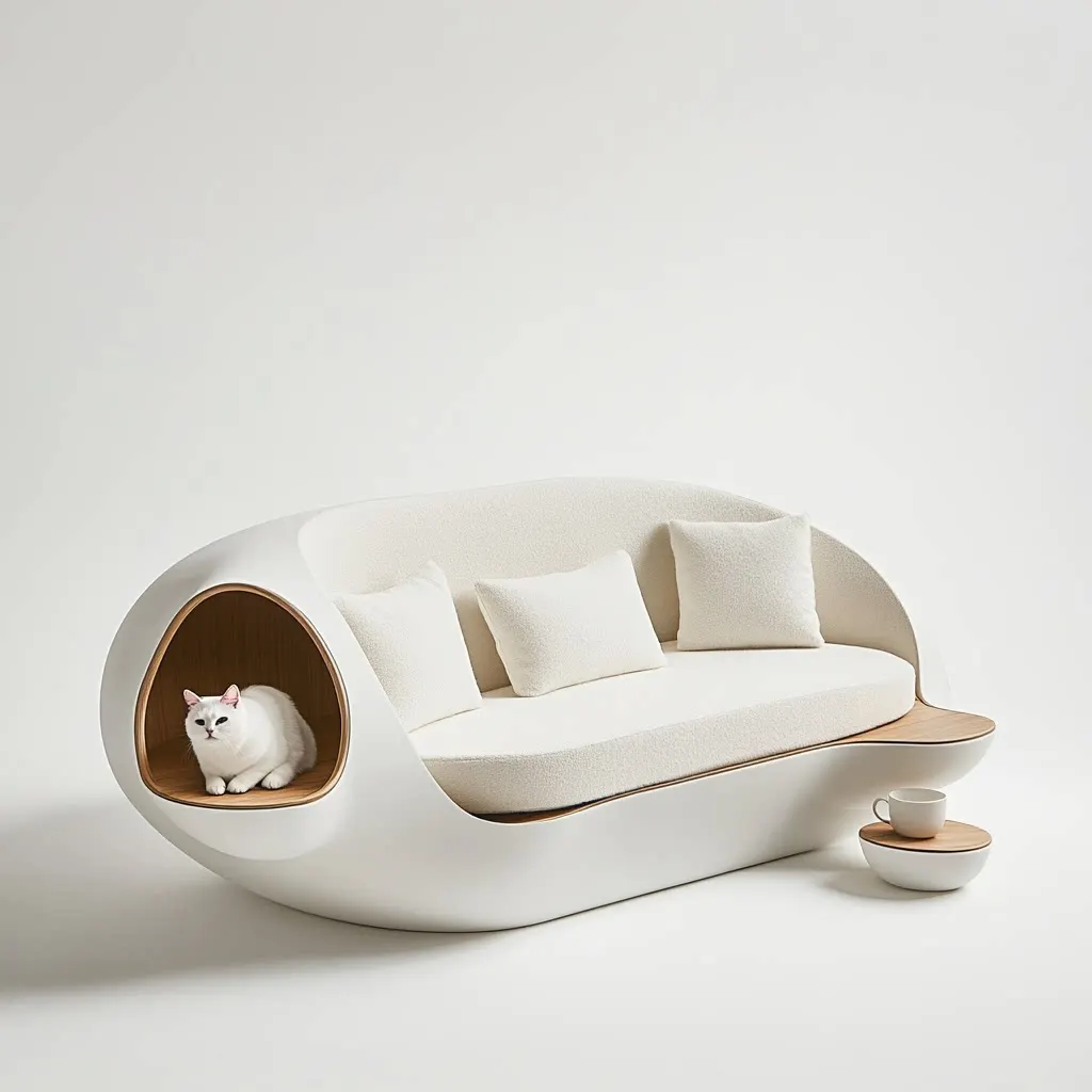 yjq  integrated wood grain, simple bite-resistant, easy to clean, warm cushion, human and cat coexistence sofa