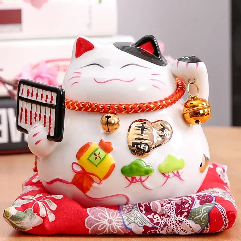 

4.5 inch Maneki Neko Ceramic Lucky Cat Home Decor Piggy Bank Money Box Piggy Coin Bank Money Saving Box Figurines Craft gift kid