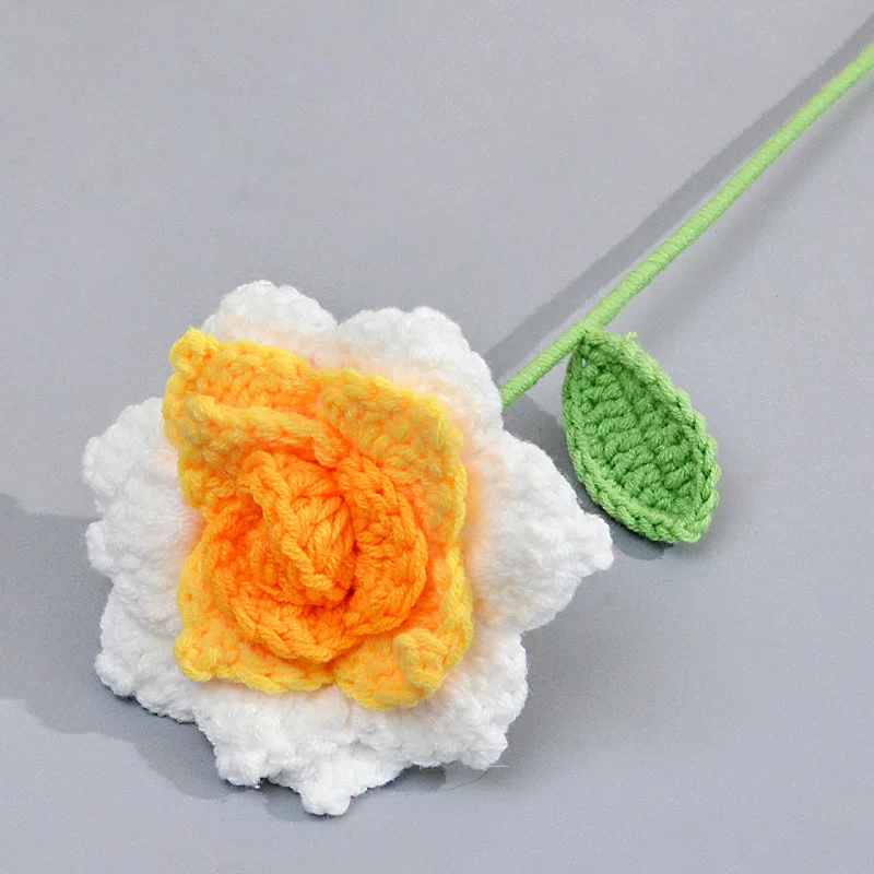 1 x handgefertigte Häkelblumensträuße, gestrickter Rosenstrauß aus Stoff für DIY-Heimdekoration, Geschenk für Frau, Frau, Mutter, Freundin, Liebhaber – Detail 9