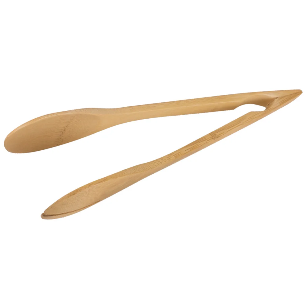 

Round Head Multifunction Bamboo Food Clip Bread Tong Kitchen Serving Tongs for Barbecue Salad bread tongs