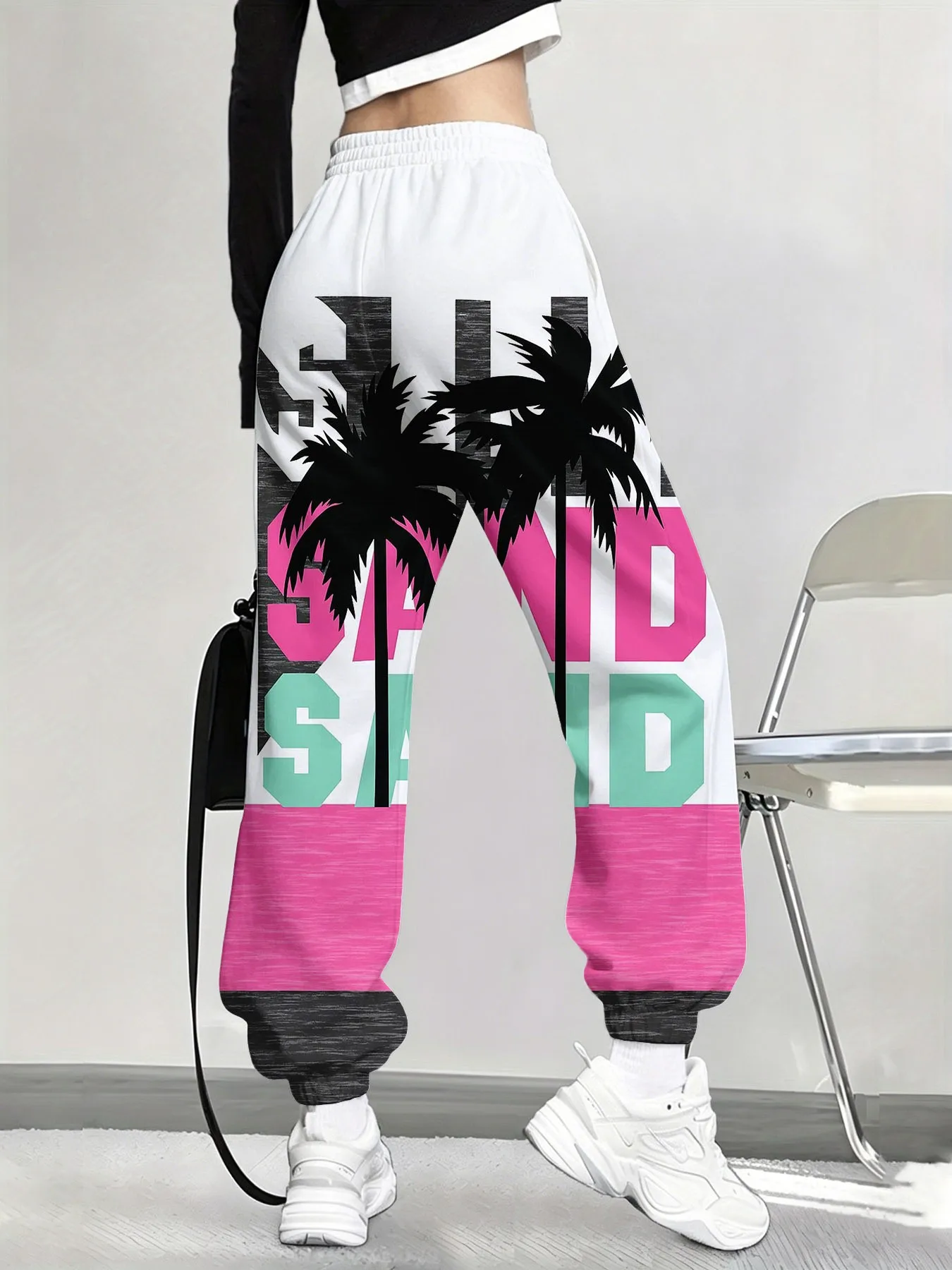 2026 autumn and winter new style street fashion casual comfortable easy-matching 3D coconut tree pattern printed women's pants