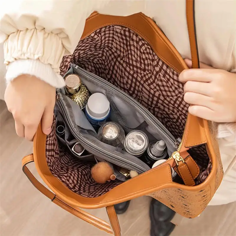 حقيبة أدوات الزينة للسفر من البوليستر المتين مقاومة للماء بسعة كبيرة حقيبة مستحضرات التجميل منظم حقيبة إدراج بسحاب مزدوج #5