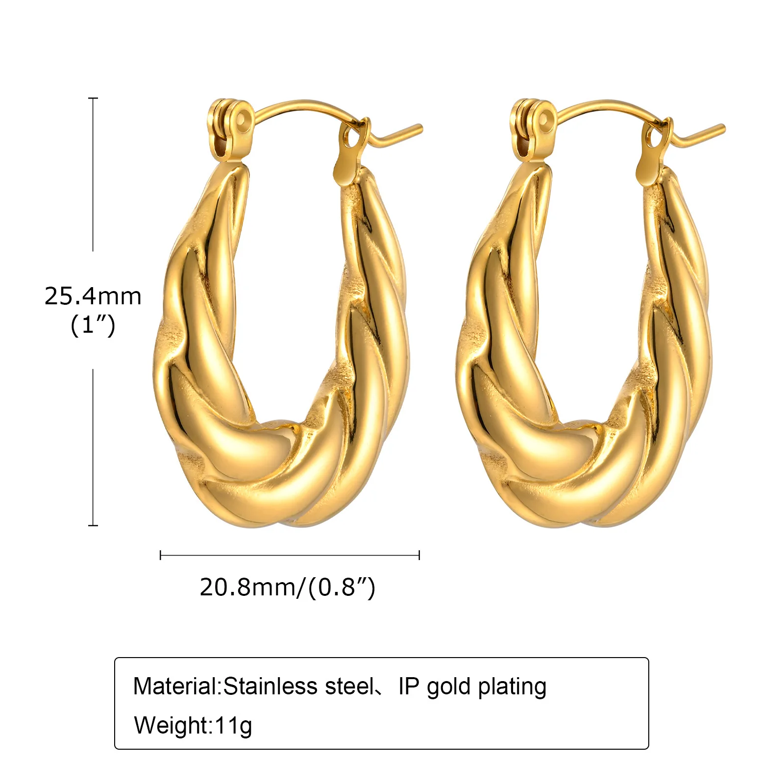 Metal Braided Hoop Huggies Earring, Chunky Twist Earring for Women, Stainless Steel Jewelry image 6