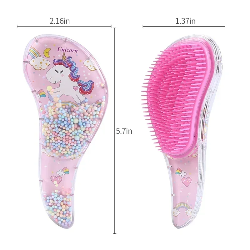 Peigne de coiffure anti-nœud pour enfants, brosse à cheveux de massage, perle fluide, habillage pour filles, maquillage pour enfants, cadeaux