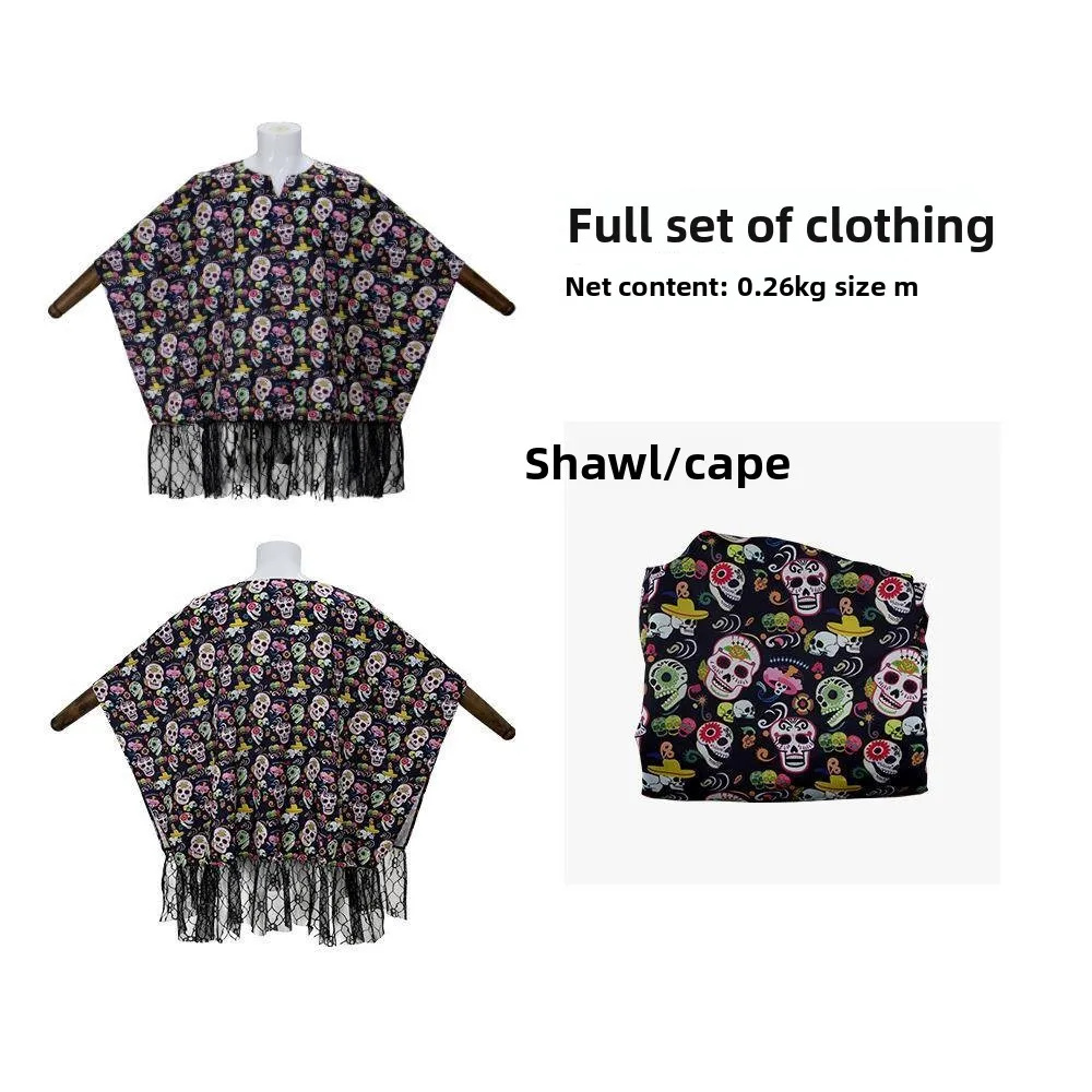 

Хэллоуин ужас череп oulder шило фестиваль Par для взрослых накидка Аосфера косплей женский этнический сценический костюм осень 20