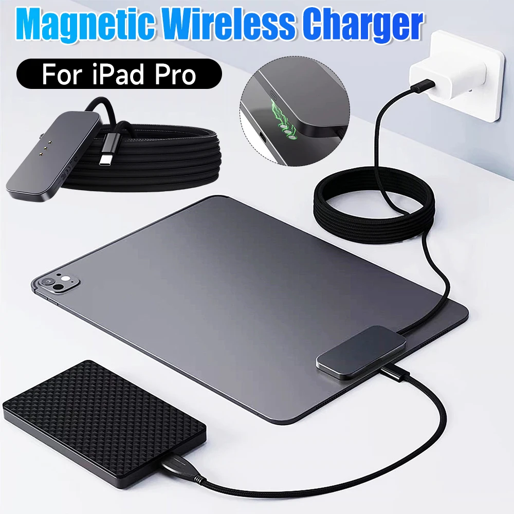 Para i-pad pro liga de alumínio carregador sem fio magnético conector de carregamento rápido com cabo USB-C disponível em vários modelos