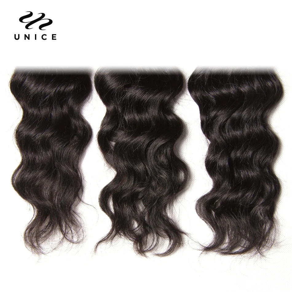 Unice Hair 3PCS Natural Wave Peruvian Hair Bundles 100% Human Hair Weaves 8\