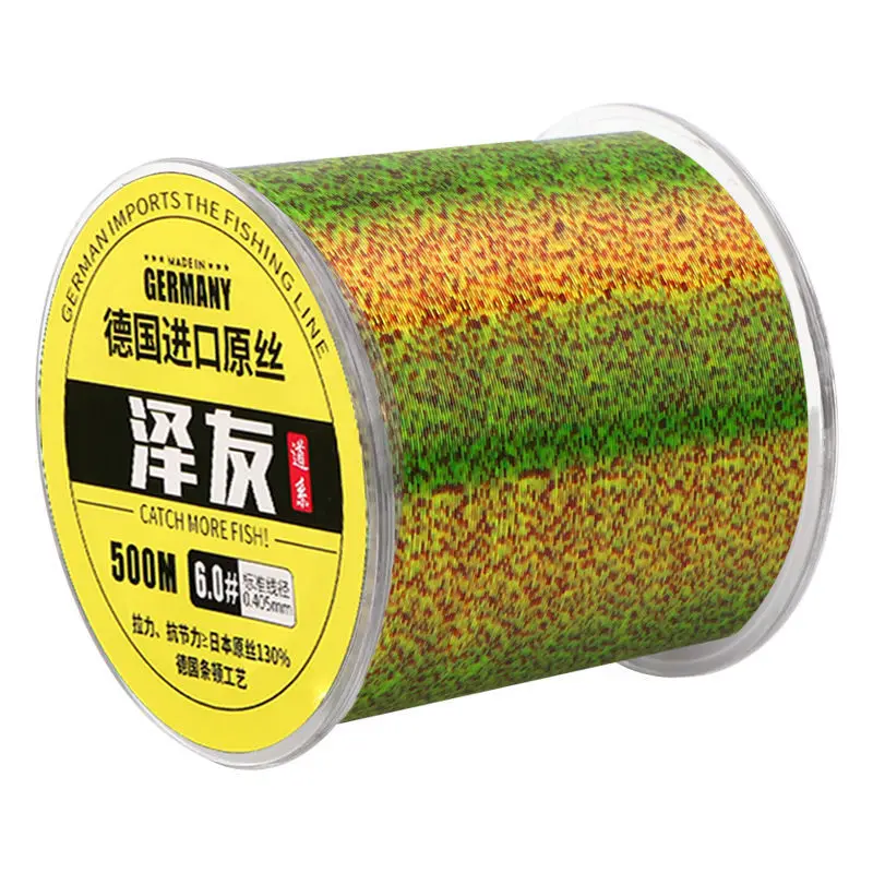 500m spoted invisível super forte carpa linha de pesca linha de pesca monofilamento fluorocarbon revestido linha de pesca para baixo pesca