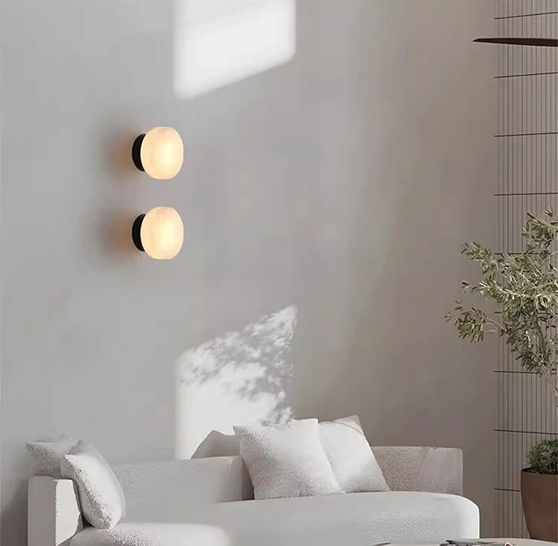Real Marble LED Wall Lamp Black Gold Copper