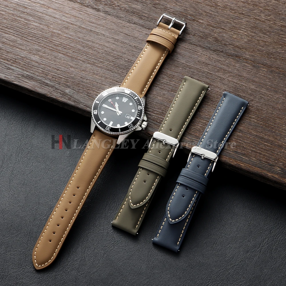 カーフスキンレザー時計バンドソフト素材時計バンドリストストラップ 18 ミリメートル 20 ミリメートル 22 ミリメートルシルバーステンレス鋼バックルサムスン時計用