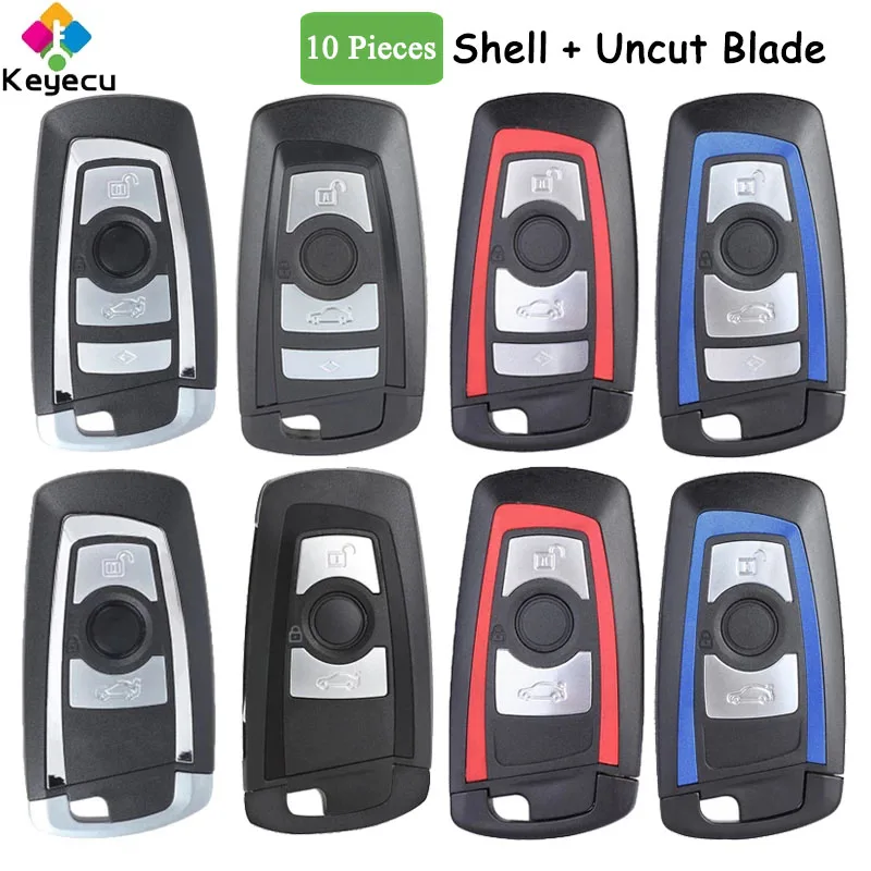 

KEYECU 10 Pieces Smart Remote Car Key Shell Case With 3 4 Buttons Fob for BMW CAS4 F 3 5 7 Series E90 E92 E93 X5 F10 F20 F30 F40